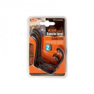 KMT Kabát/táska akasztó kétágú fekete 2db/csomag kis csavarokkal