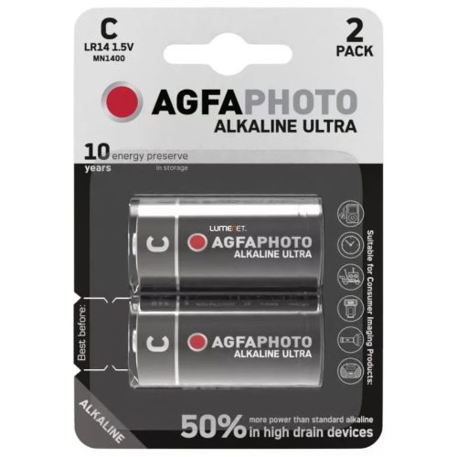 AgfaPhoto Ultra Alkáli Baby Elem LR14 1,5V MN1400