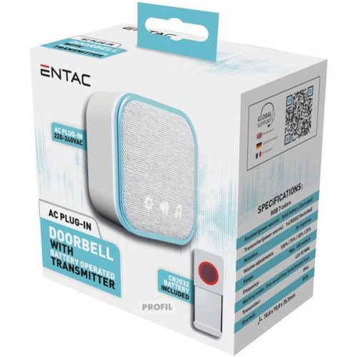 Entac Hálózati ajtócsengő, elemes IP44 adókészülékkel (EDB-AC-44)