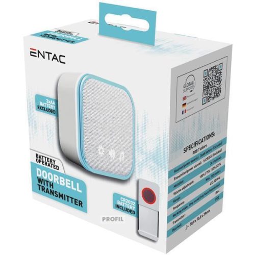 Entac Elemes ajtócsengő IP44 adókészülékkel 1xCR2032 (EDB-BO-44)