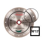   Abraboro Szegmens Gyémántszemcsés vágótárcsa Turbo 230x2,8x22,23 (050723000005)