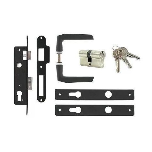 ANBO Portálzár (váltós) 4cm + zárbetét + kilincs, fekete 1231 bliszteres (1530179-B)