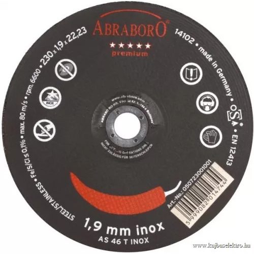 Abraboro Chili Inox Prémium Vágókorong 230x1,9x22,23 (050723001001)